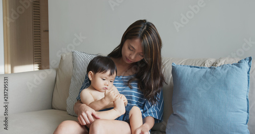 Asian mum play with baby boy