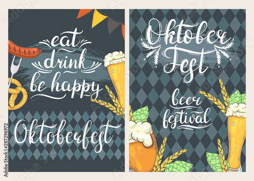 Oktoberfest flyers with beer and snacks