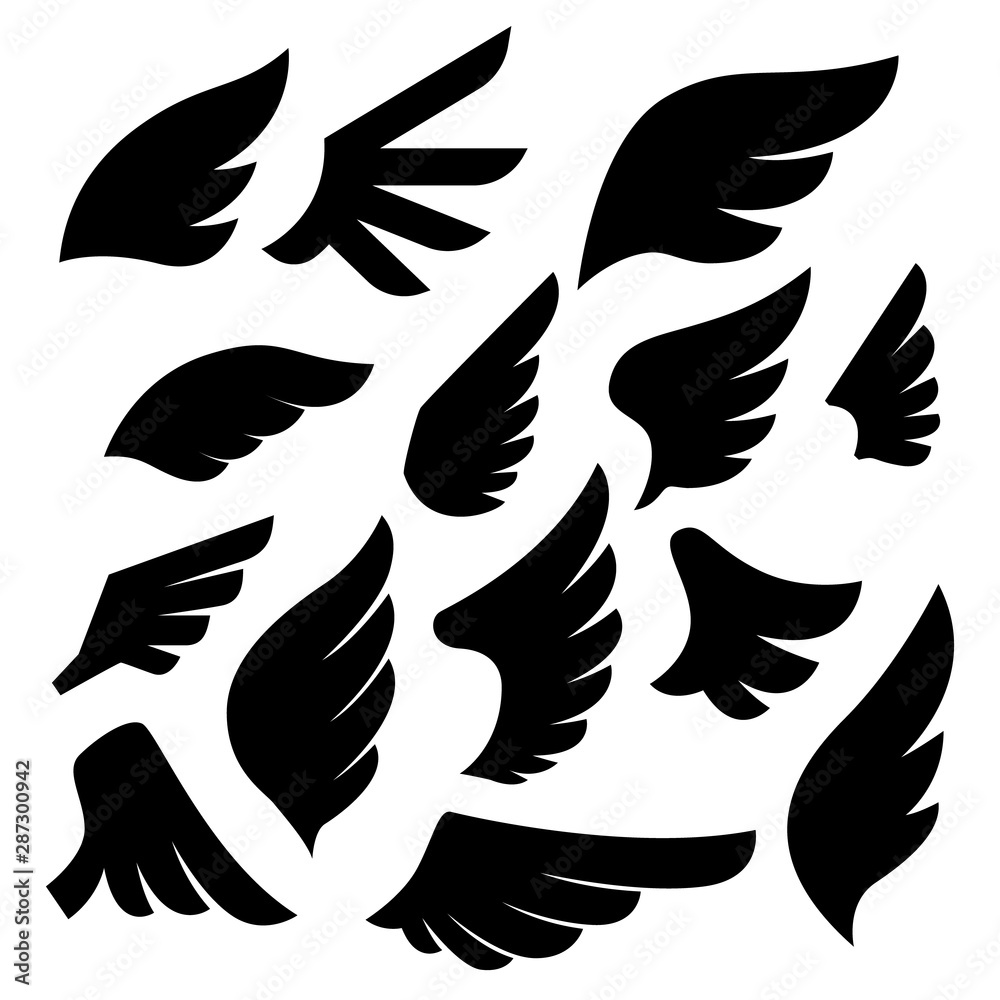 Obraz premium Set of the wing icons. Design element for poster, emblem, sign, logo, label. Vector illustration