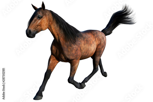 Brown Horse Galloping  3D illustration  3D rendering
