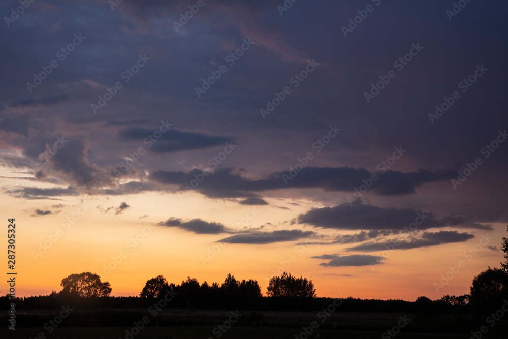 beautiful sunset, colorful sky and beautiful clouds