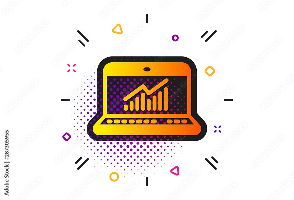 Report graph or Chart sign. Halftone circles pattern. Data Analysis and Statistics icon. Computer data processing symbol. Classic flat online statistics icon. Vector Report graph or Chart sign. Halftone circles pattern. Data Analysis and Statistics icon. Computer data processing symbol. Classic flat online statistics icon. Vector