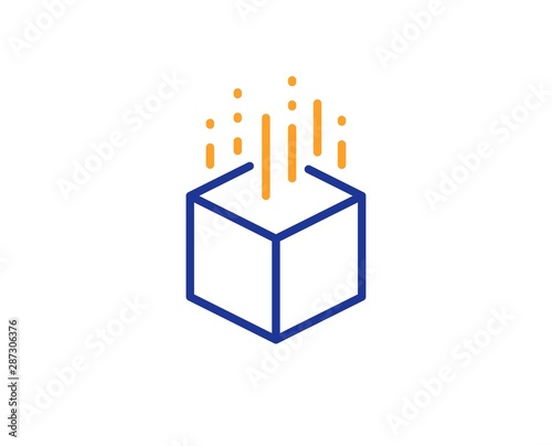 VR simulation sign. Augmented reality line icon. 3d cube symbol. Colorful outline concept. Blue and orange thin line augmented reality icon. Vector