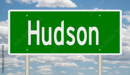 Rendering of a green highway sign for Hudson New Hampshire photo