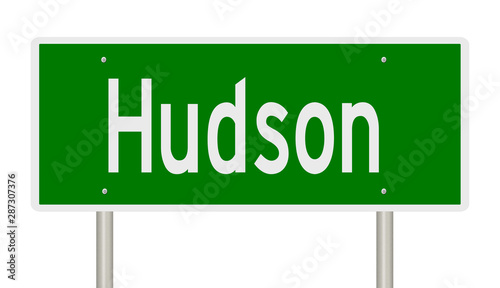 Rendering of a green highway sign for Hudson New Hampshire photo