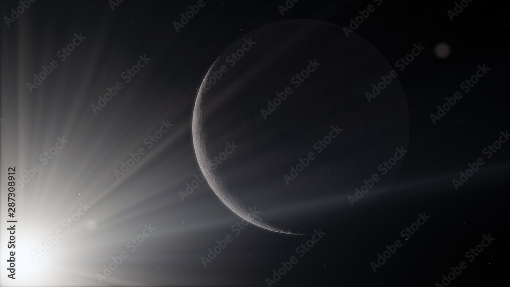 Obraz premium 3d render, Moon high resolution image, 4k in outer space, Surface. High quality.