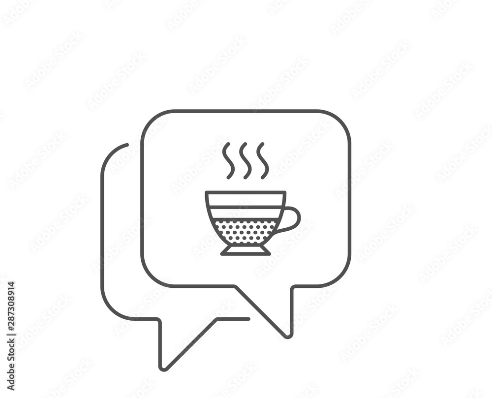 Cafe creme icon. Chat bubble design. Hot drink sign. Beverage symbol. Outline concept. Thin line cafe creme icon. Vector