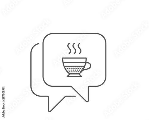 Cafe creme icon. Chat bubble design. Hot drink sign. Beverage symbol. Outline concept. Thin line cafe creme icon. Vector