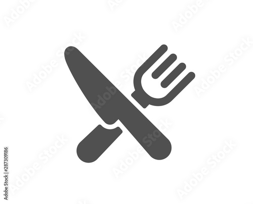 Cutlery sign. Food icon. Fork, knife symbol. Classic flat style. Simple food icon. Vector