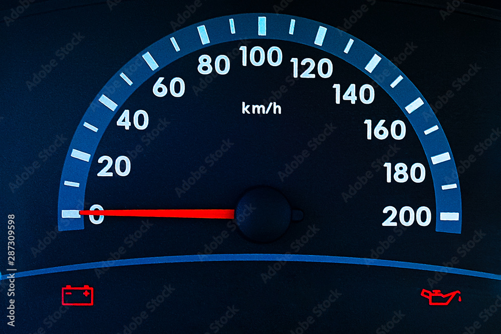 Car speedometer closeup. Car abstract background for design and design.