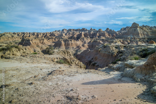 Rocky landscape of the beautiful Badlands National Park, South Dakota