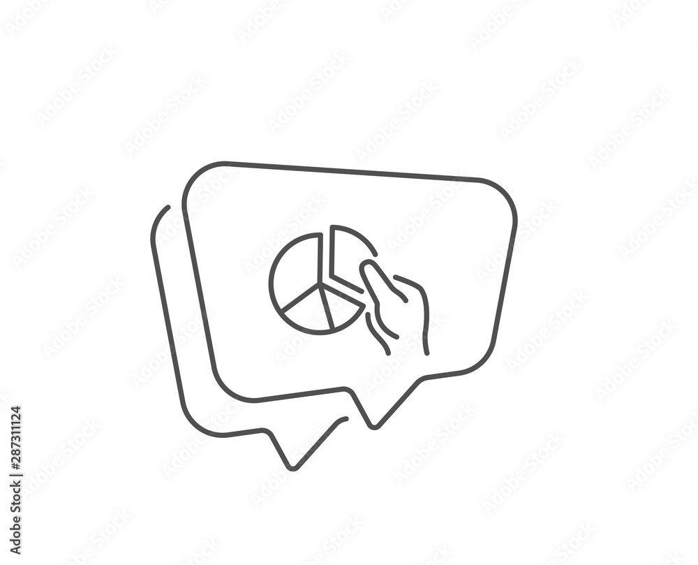 Pie chart line icon. Chat bubble design. Presentation graph sign. Market analytics symbol. Outline concept. Thin line pie chart icon. Vector Pie chart line icon. Chat bubble design. Presentation graph sign. Market analytics symbol. Outline concept. Thin line pie chart icon. Vector