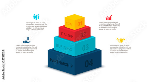 Vector abstract elements for infographic with 4 step or options. Business template for presentation.