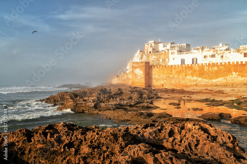 Ancient fortress tower in Tangier town, Morocco