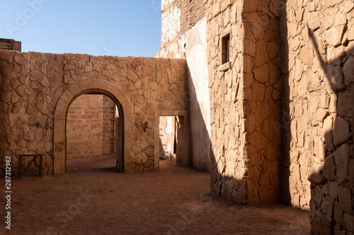 Ancient fortress tower in Tangier town, Morocco