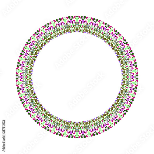 Geometrical mosaic frame - round abstract circular vector design element on white background