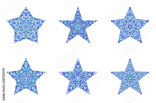 Isolated floral ornament star polygon set - ornamental vector design element
