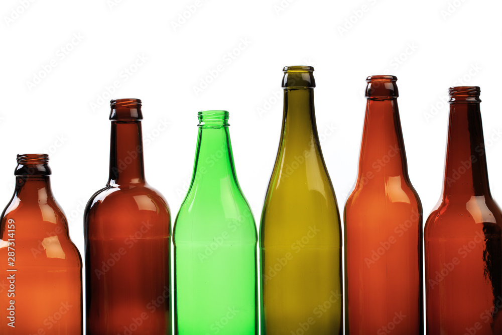 set of empty beer bottles on white background - Image set of empty beer bottles on white background - Image