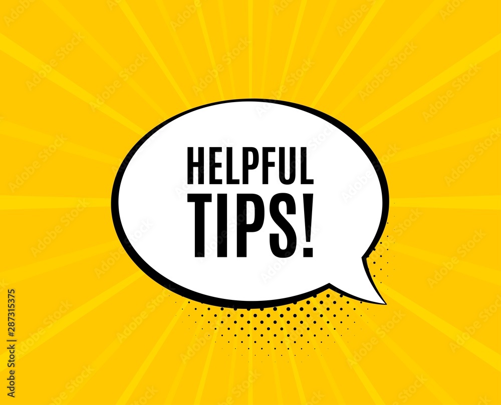 Helpful tips symbol. Chat speech bubble. Education faq sign. Help assistance. Yellow vector banner with bubble. Helpful tips text. Chat badge. Colorful background. Vector Stock Vector | Adobe Stock