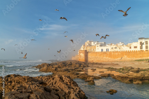 Ancient fortress tower in Tangier town, Morocco