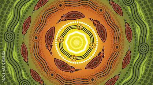 Illustration based on aboriginal style of background.