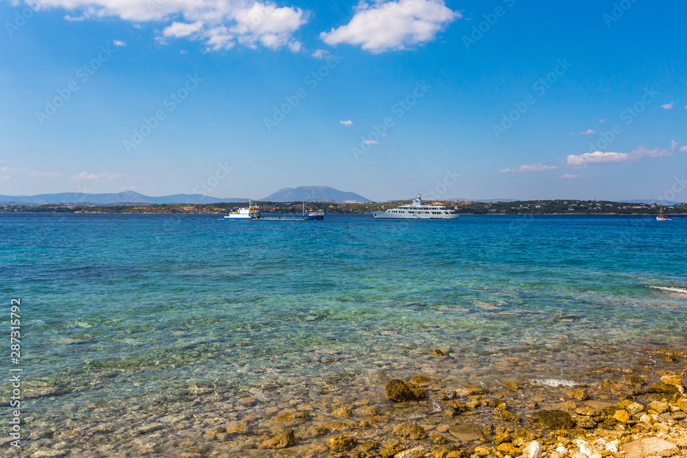 summer sunnyday seascape on Spetses island, Greece