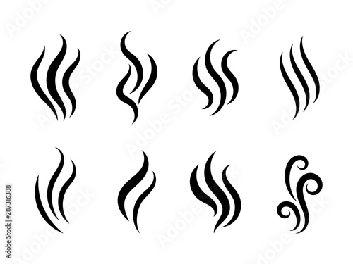 Aromas vaporize icons. Smells vector line icon set, hot aroma, stink or cooking steam symbols, smelling or vapor, smoking or odors signs photo