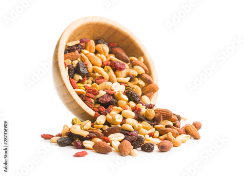 Mix of various nuts and raisins photo