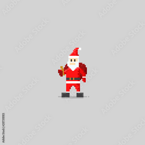 Pixel santa claus character.8 bit.