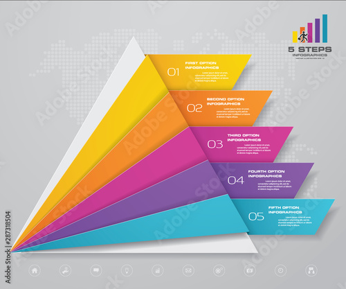5 steps pyramid with free space for text on each level. infographics, presentations or advertising. EPS10.