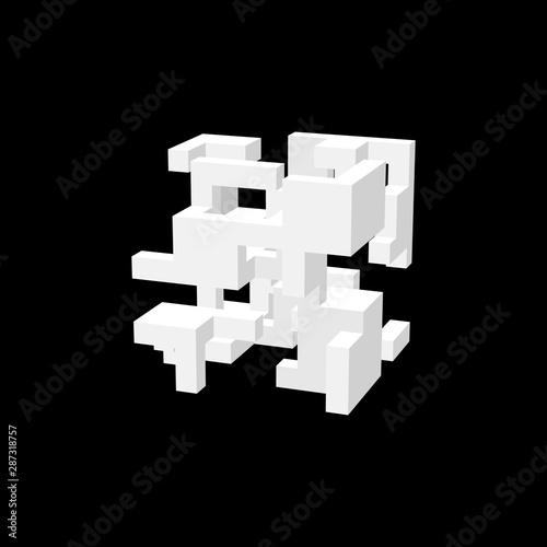 Abstract 3d construction. Isolated on black background. Vector illustration.
