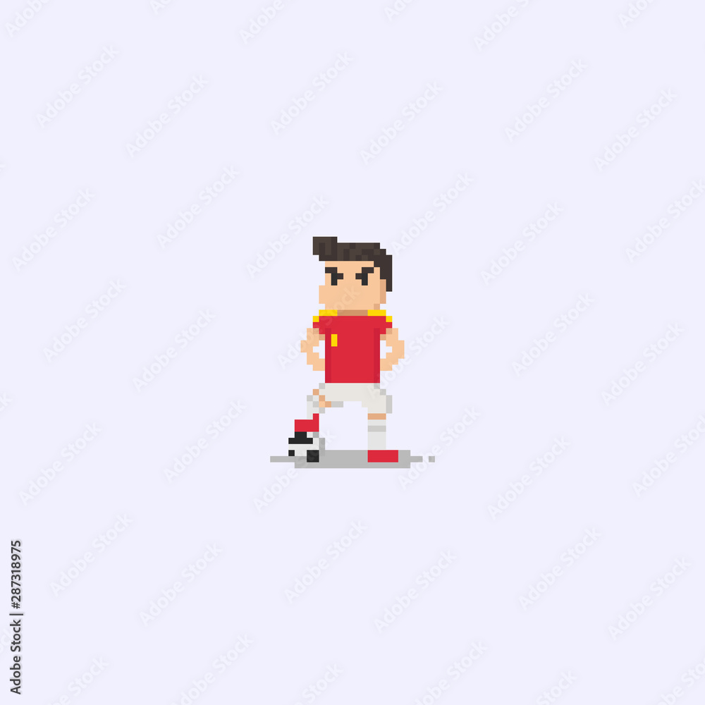 Obraz premium Pixel soccer player leg on the ball.8bit character.