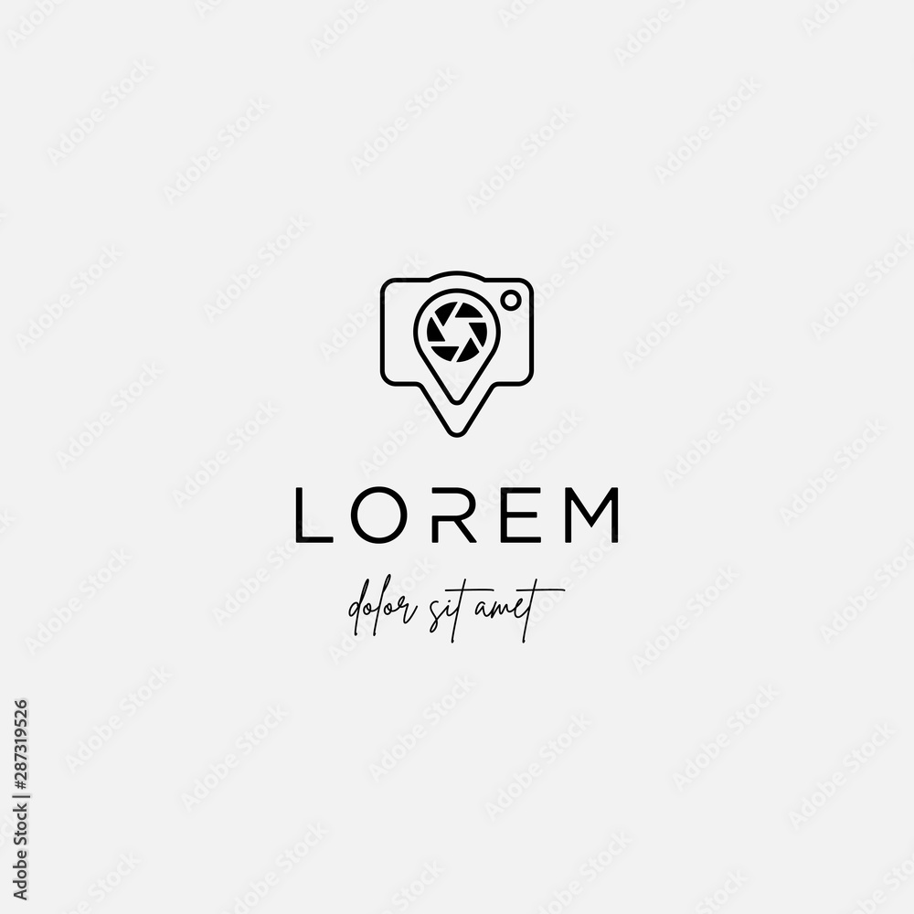 Obraz premium Camera Location Logo Template Vector Symbol Design
