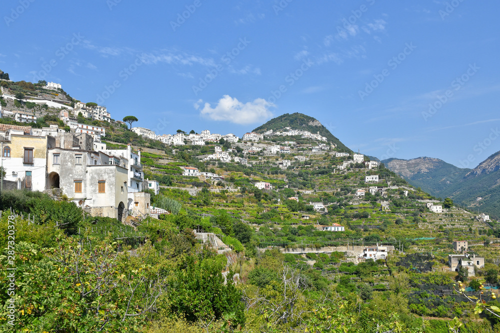 A day of vacation on the Amalfi coast in Italy, walking in the mountains and visiting small villages by the sea.