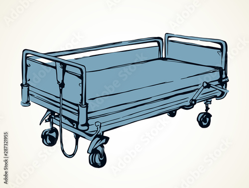 Hospital bed. Vector drawing icon