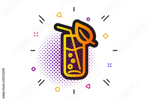 Soda aqua drink sign. Halftone circles pattern. Water glass icon. Drop symbol. Classic flat water glass icon. Vector