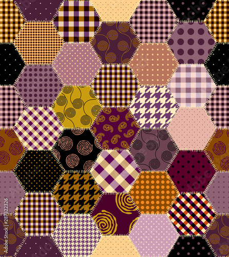 Patchwork textile pattern. Seamless quilting design background.