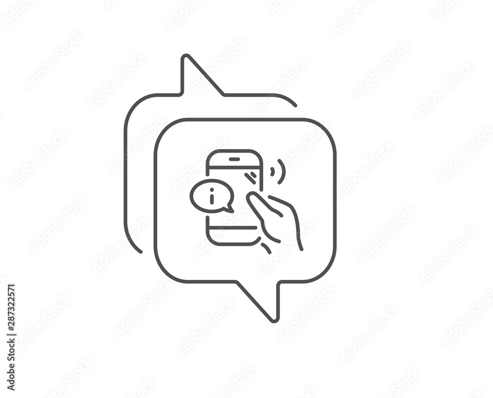 Call center service line icon. Chat bubble design. Phone support sign. Feedback info symbol. Outline concept. Thin line call center icon. Vector Call center service line icon. Chat bubble design. Phone support sign. Feedback info symbol. Outline concept. Thin line call center icon. Vector