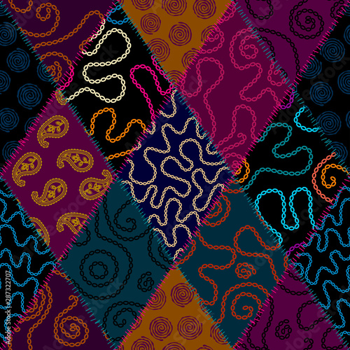 Patchwork textile pattern. Seamless quilting design background.