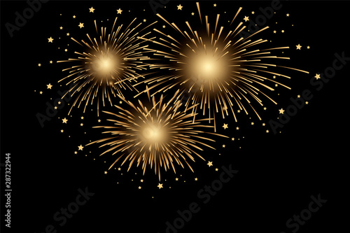 Festive Golden Firework Salute Burst on Black Background