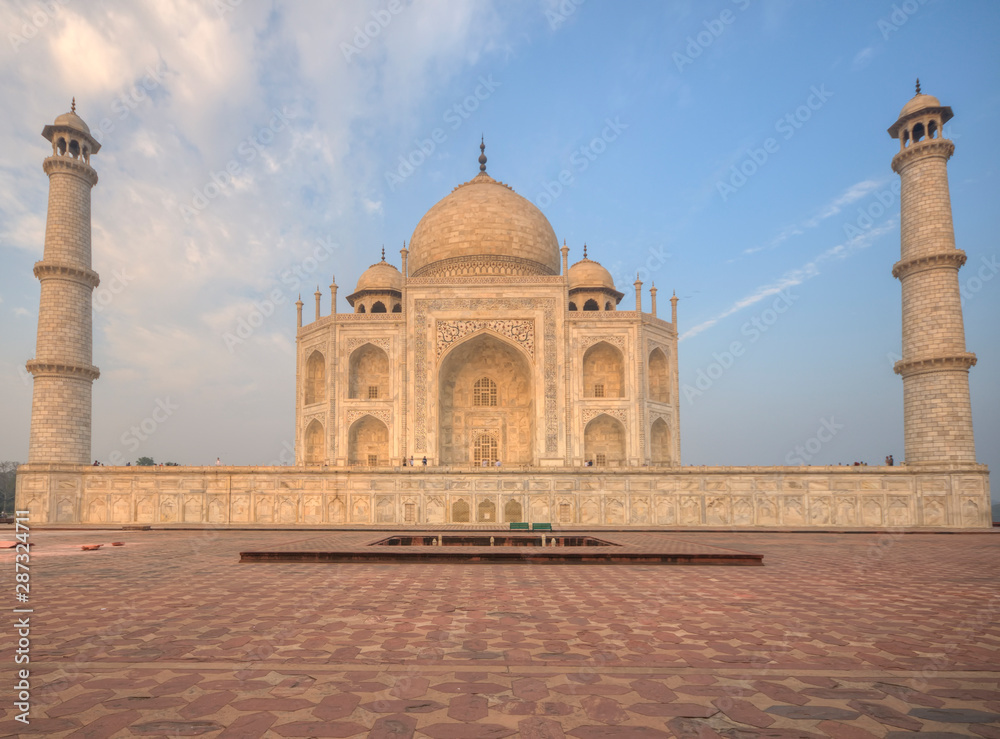 Views of the Taj Mahal at Sunrise and morning at  Agra, India
