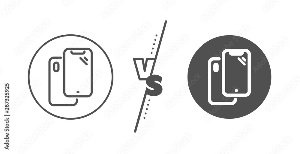 Phone cover sign. Versus concept. Smartphone line icon. Mobile device symbol. Line vs classic smartphone icon. Vector Phone cover sign. Versus concept. Smartphone line icon. Mobile device symbol. Line vs classic smartphone icon. Vector