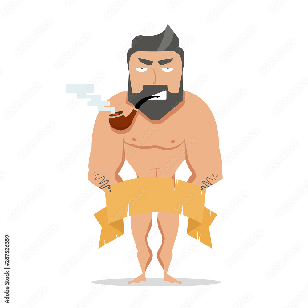 Muscle man  with a pipe vector