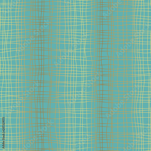 Abstract pattern with lines similar to gauze. Background with curved lines. Ornament in turquoise and gold colors.