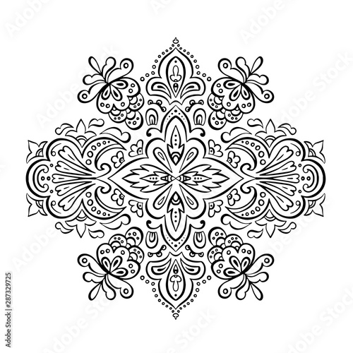 Vector Indian rug paisley ornament pattern design.