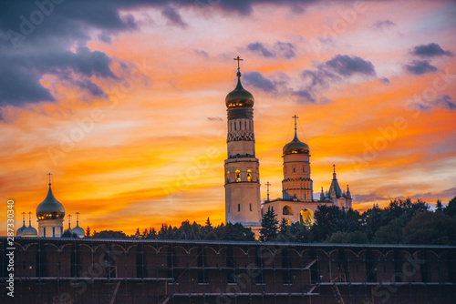 Ivan Great Bell Tower of the Moscow Kremlin on sunset, Russian Federation