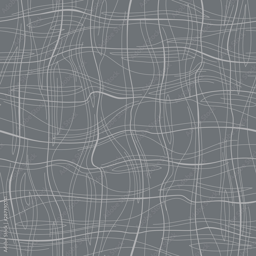 Abstract pattern with lines similar to gauze. Background with curved lines. Ornament in white and gray colors.