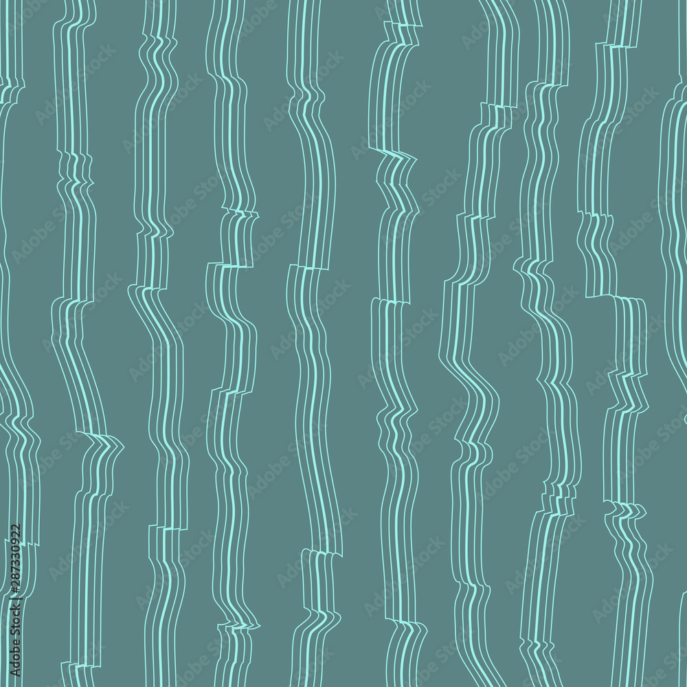 Wavy line pattern. Hand drawn stripes. Hand painted improvised blue lines against gray color.