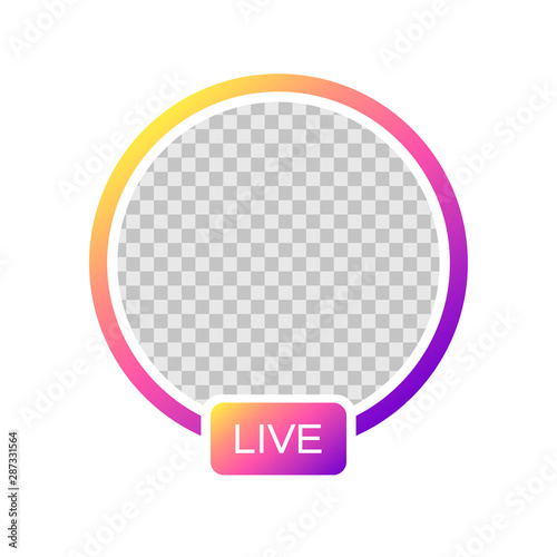 Social media Instagram icon avatar stories user LIVE video streaming colorful gradient. Vector illustration. EPS 10