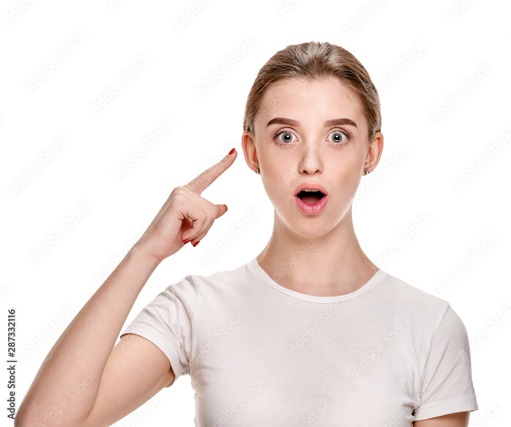 Portrait of young genius girl having great idea Portrait of young genius girl having great idea